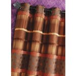 Homemaison - rideau jacquard pois et rayures marron chocolat 140x260 cm