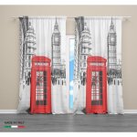 Rideau london tlphone anglais 160x300 cm fabriqu en italie lin mlang