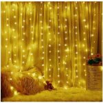 Rideau lumineux, 3m3m guirlande lumineuse led, 8 modes d'eclairage blanc chaud, decoration de fen�tre, ...