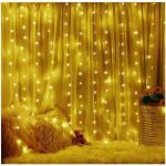 Rideau lumineux, 3m3m guirlande lumineuse led, 8 modes d'eclairage blanc chaud, decoration de fen�tre, ...