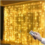 Rideau lumineux led 3 m x 3 m, 300 led, usb, tanche, 8 modes, lumire blanche chaude pour dcoration ...