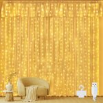 Rideau lumineux noel 3m x 3m, 300 led guirlande lumineuse rideau blanc chaud usb guirlande lumineuse ...