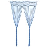 Rideau en macramé bleu 140x240 cm coton Rideau en macramé bleu 140x240 cm coton