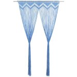 Rideau en macramé bleu 140x240 cm coton Rideau en macramé bleu 140x240 cm coton