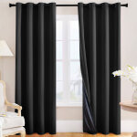 Rideaux occultants 2 pi�ces, en tissu lamin� � ressort, insonorisants, rideaux isolants thermiques d'hiver, ...