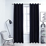 Rideaux occultants avec anneaux 2 pcs velours noir 140x225 cm vidaxl