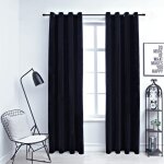 Rideaux occultants avec anneaux 2 pcs velours noir 140x245 cm