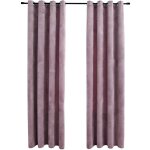 Rideaux occultants avec anneaux 2 pcs velours rose 140x175 cm