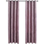 Rideaux occultants avec anneaux 2 pcs velours rose 140x225 cm