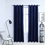 Rideaux occultants et anneaux 2pcs velours bleu fonc� 140x225cm vidaxl
