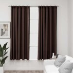Rideaux occultants aspect lin et crochets 2 pcs taupe 140x175cm