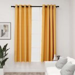 Rideaux occultants aspect lin � ?illets 2 pcs jaune 140x175 cm