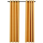 Rideaux occultants aspect lin à ?illets 2 pcs jaune 140x245 cm Rideaux occultants aspect lin à ?illets 2 pcs jaune 140x245 cm