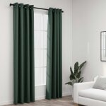 Rideaux occultants aspect lin avec ?illets 2 pcs vert 140x245cm Rideaux occultants aspect lin avec ?illets 2 pcs vert 140x245cm