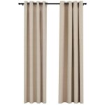 Rideaux occultants aspect lin avec ?illets 2pcs beige 140x245cm