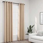 Rideaux occultants aspect lin avec ?illets 2pcs beige 140x245cm