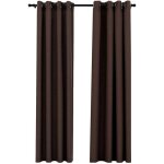 Rideaux occultants aspect lin avec ?illets 2pcs taupe 140x225cm