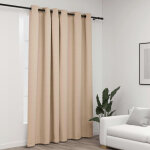 Rideau occultant aspect de lin avec ?illets beige 290x245 cm