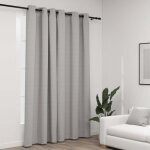 Rideau occultant aspect de lin avec ?illets gris 290x245 cm