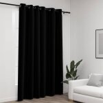 Rideau occultant aspect de lin avec ?illets noir 290x245 cm