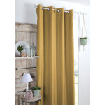 Rideau occultant uni tram� jaune moutarde 140x260 cm