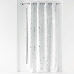 Douceur d'int�rieur - rideau � 8 oeillets 'bloomy' � imprim� v�g�tal - blanc / argent� - 140 x 260 cm ...