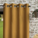Rideau � oeillets en microfibre lav�e 135x180 cm boheme moutarde, par soleil d'ocre