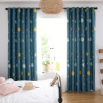 Rideaux plan�te bleue (lot de 1), rideaux occultants en polyester, rideaux anim�s plan�te bleue pour ...