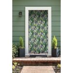 Jardideco - rideau de porte moustiquaire en toile feuilles tropicales 140 x 225 cm - morel