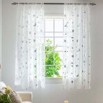 Rideaux semi - transparents motif lune et �toiles pour chambre fille, tulle 1 x 1, 3 m, 2 panneaux ortviai ...