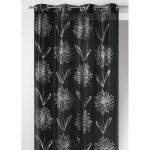 Homemaison - rideau en shantung  imprims mtalliss 'fleur' noir 140x260 cm