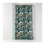 Homemaison - rideau a oeillets 140 x 240 cm en coton imprim� rythmo bleu