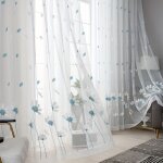 Rideau en tulle une pi�ce libellule et fleur, rideau de d�coration de salon en gaze brod�e de style campagnard ...