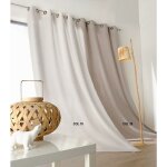 Homemaison - rideau uni campagne chic poly - lin ficelle 135x260 cm