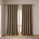 Rideau velours jacquard motifs g�om�triques beige, marron 140x240cm