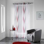 Rideau voilage imprim� 'ondulys' 140x240cm rouge
