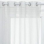Rideau voilage � oeillets effet 3d  croix  140x240cm blanc
