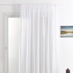 Rideau voilage poly - lin bas plombé blanc 420x240 cm Rideau voilage poly - lin bas plombé blanc 420x240 cm