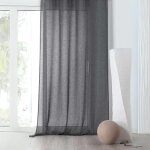 Rideau voilage tamisant en poly - lin gris anthracite 145x240 cm