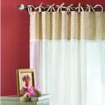 Rideau en voile de coton avec parement imprim� ivoire 135x260 cm