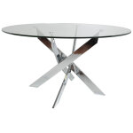 Ritha - table ronde 120cm pieds chrom�s et plateau en verre