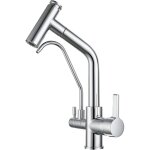 Robinet 3 voies cuisine douchette mitigeur �vier avec 2 becs mitigeur cuisine pivotant 360 �, laiton ...