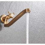 Robinet antique, mitigeur de lavabo mural en laiton rotatif � 180 �, robinet froid long � tuyau unique ...