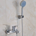 Robinet baignoire avec douchette 5 jets, mitigeur douche mural avec 1, 5m flexible et support, robinetterie ...