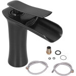 Robinet cascade cuivre noir g1 / 2 pour �vier salle de bain ou cuisine, mitigeur eau chaude froide