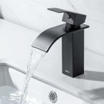 Onece - robinet cascade de lavabo, mitigeur cascade noir, robinet salle de bains en laiton monotrou sur ... Onece - robinet cascade de lavabo, mitigeur cascade noir, robinet salle de bains en laiton monotrou sur ...