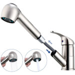 Robinet de cuisine bec bas avec douchette extractible, mitigeur cuisine bross� rotatif � 180�, robinetterie ...