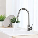 Robinet de cuisine avec douchette extractible gris fonc rotatif  360  en acier inoxydable mitigeur ...