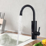 Robinet de cuisine �lectrique noir en inox, mitigeur chauffant instantan� 3000w avec led, bec pivotant ...