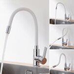 Robinet cuisine flexible auralum mitigeur cuisine blanc pivotant  360, mitigeur d'vier avec tuyau ...
